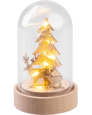 Dekorácia MagicHome Vianoce, stromček v kupole, LED, teplá biela, interiér, 5,5x9 cm