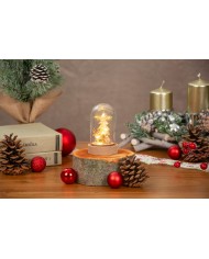 Dekorácia MagicHome Vianoce, stromček v kupole, LED, teplá biela, interiér, 5,5x9 cm