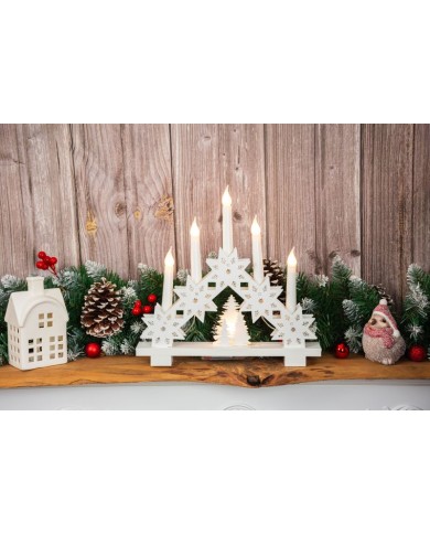 Svietnik MagicHome Vianoce, 6x LED teplá biela, 2xAA, interiér, 32x5x30,5 cm