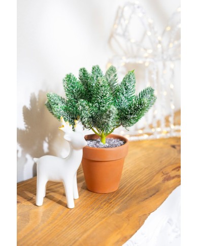 Dekorácia MagicHome Vianoce, vetvičky v črepníku, zasnežená, 20 cm