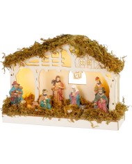 Dekorácia MagicHome Vianoce, betlehem, 5x LED teplá biela, 3xAA, interiér, 26,3x7,3x19,2 cm