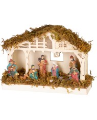 Dekorácia MagicHome Vianoce, betlehem, 5x LED teplá biela, 3xAA, interiér, 26,3x7,3x19,2 cm