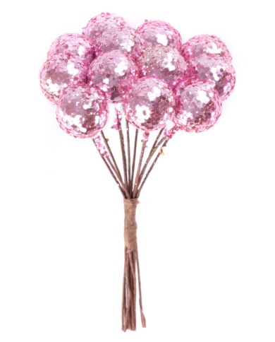 Vetvička MagicHome Vianoce, Berries, ružová, 9 cm