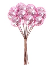 Vetvička MagicHome Vianoce, Berries, ružová, 9 cm