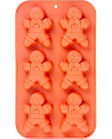 Forma MagicHome, na pečenie, vianoce, silikón, 6 kusov postavičky perníček, 29,5x17,5x2,7 cm