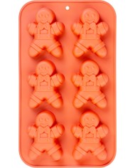 Forma MagicHome, na pečenie, vianoce, silikón, 6 kusov postavičky perníček, 29,5x17,5x2,7 cm
