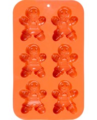 Forma MagicHome, na pečenie, vianoce, silikón, 6 kusov postavičky perníček, 29,5x17,5x2,7 cm