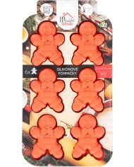 Forma MagicHome, na pečenie, vianoce, silikón, 6 kusov postavičky perníček, 29,5x17,5x2,7 cm