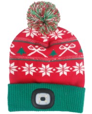 Čiapka Strend Pro X-mas zeleno-červená L, 4x SMD LED, USB nabíjanie