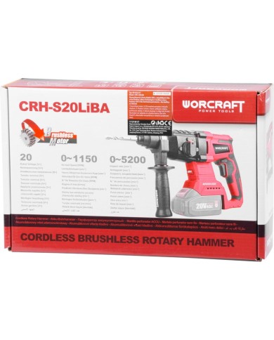 Kladivo Worcraft CRH-S20LiBA, 20V, ShareSYS, SDS+, 3J, bezuhlíkové
