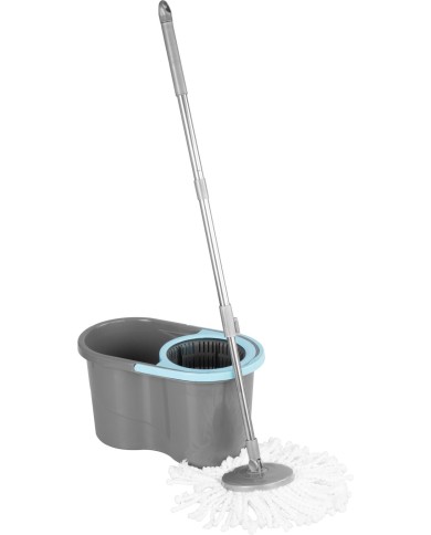 Súprava upratovacia Strend Pro Quantum 16 lit., rotačný mop na podlahy + vedro, teleskopická násada, tyrkys/sivá, mix farieb