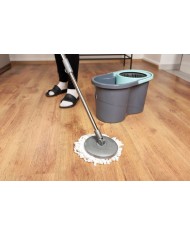 Súprava upratovacia Strend Pro Quantum 16 lit., rotačný mop na podlahy + vedro, teleskopická násada, tyrkys/sivá, mix farieb