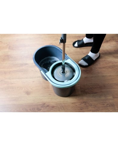 Súprava upratovacia Strend Pro Quantum 16 lit., rotačný mop na podlahy + vedro, teleskopická násada, tyrkys/sivá, mix farieb