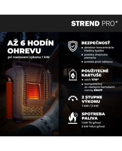 Ohrievač Strend Pro AD037, na kartuš so závitom, kempingový, prenosný, piezo