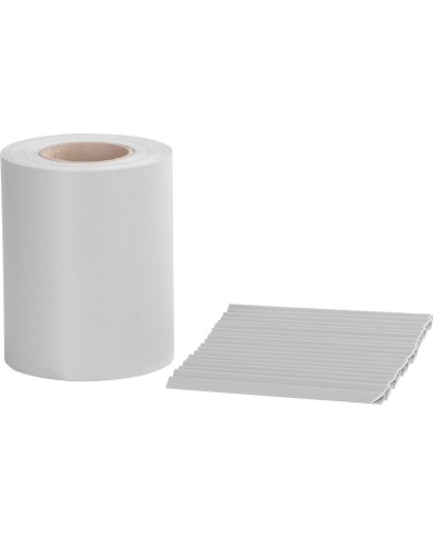 Páska Strend Pro EUROSTANDARD, 190 mm, L-35 m, tieniaca, sivá, krycia, na plotové panely, s 20 klipsami, 450 g/m2, PVC, RAL7040