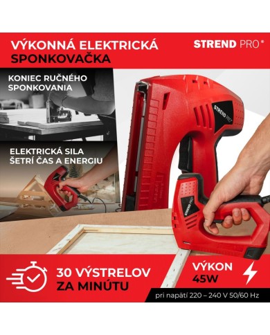 Sponkovačka Strend Pro J-123, elektrická, spony 8-14 mm, klince 15 mm