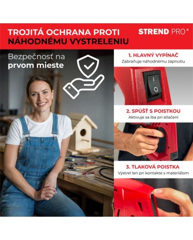 Sponkovačka Strend Pro J-123, elektrická, spony 8-14 mm, klince 15 mm