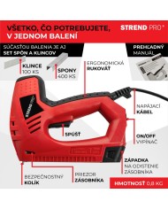 Sponkovačka Strend Pro J-123, elektrická, spony 8-14 mm, klince 15 mm