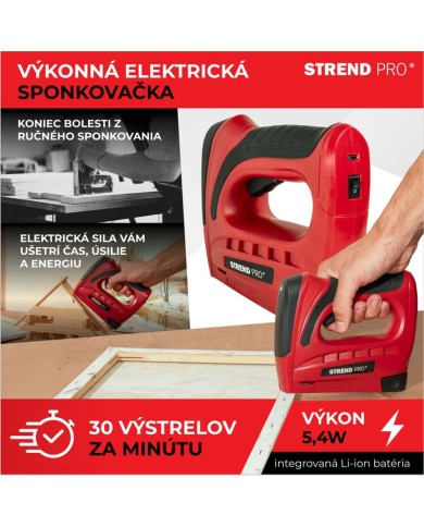 Sponkovačka Strend Pro J-126, 3,6 V, Li-ion, spony 6-10 mm, klince 10 mm