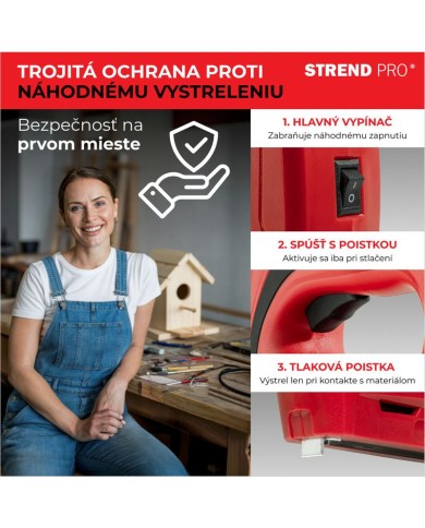 Sponkovačka Strend Pro J-126, 3,6 V, Li-ion, spony 6-10 mm, klince 10 mm