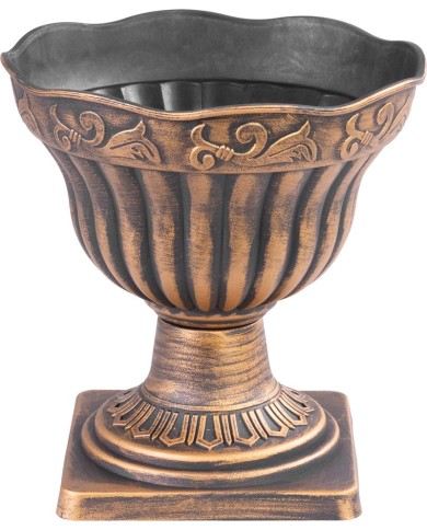 Kvetináč Strend Pro Antik, s podstavcom, 30x30 cm, zlatý, metalický efekt