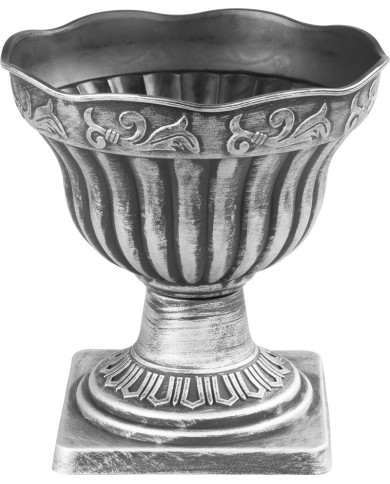 Kvetináč Strend Pro Antik, s podstavcom, 30x30 cm, strieborný, metalický efekt