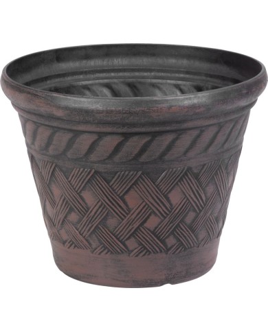Kvetináč Strend Pro, 29x23 cm, tmavý hnedý, vzor ratan