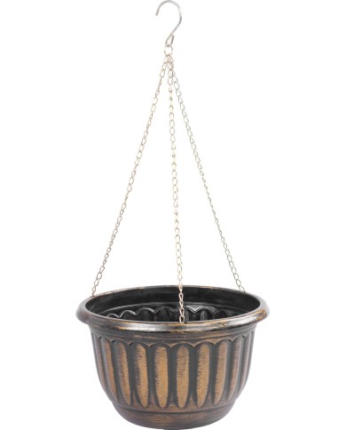 Kvetináč Strend Pro, visiaci, závesný, zlatý, 24,5x15 cm, s retiazkou a vešiakom