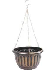 Kvetináč Strend Pro, visiaci, závesný, zlatý, 24,5x15 cm, s retiazkou a vešiakom
