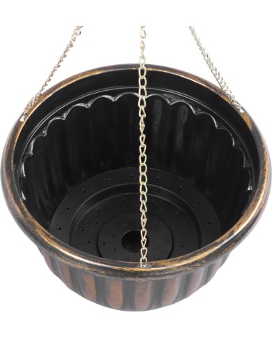 Kvetináč Strend Pro, visiaci, závesný, zlatý, 24,5x15 cm, s retiazkou a vešiakom