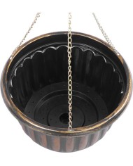 Kvetináč Strend Pro, visiaci, závesný, zlatý, 24,5x15 cm, s retiazkou a vešiakom