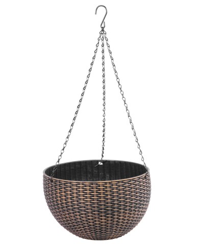 Kvetináč Strend Pro Modern, visiaci, závesný, zlatý, 26x16 cm, s retiazkou a vešiakom