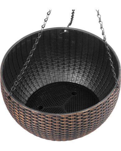 Kvetináč Strend Pro Modern, visiaci, závesný, zlatý, 26x16 cm, s retiazkou a vešiakom