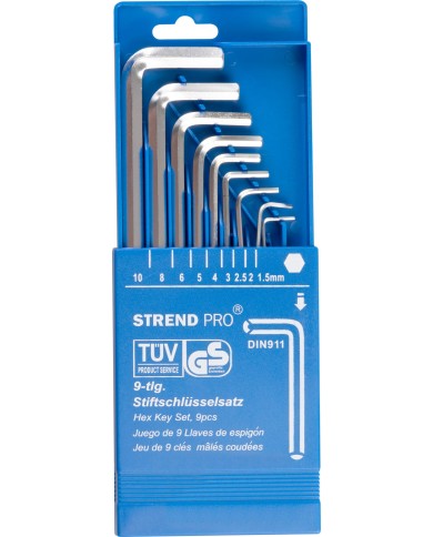 Sada kľúčov Strend Pro HK0212, 9 dielna, Hex S1, zástrčná, Imbus
