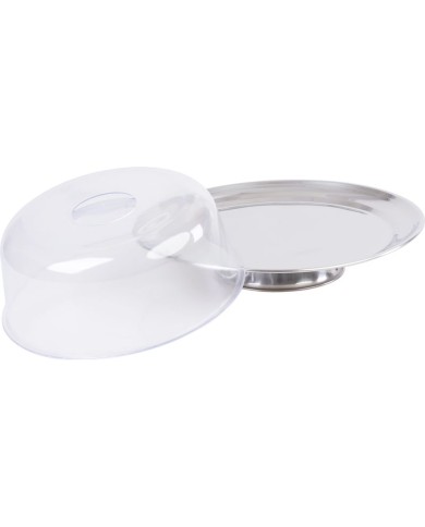 Box MagicHome, podnos na tortu, nerez, priehľadné veko, 31 cm