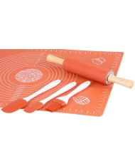 Sada na pečenie MagicHome, sada 5 ks, silikónová maslovačka, 2x stierka, valček, podložka