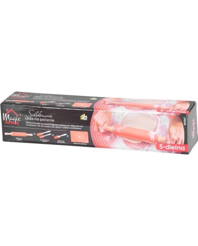 Sada na pečenie MagicHome, sada 5 ks, silikónová maslovačka, 2x stierka, valček, podložka