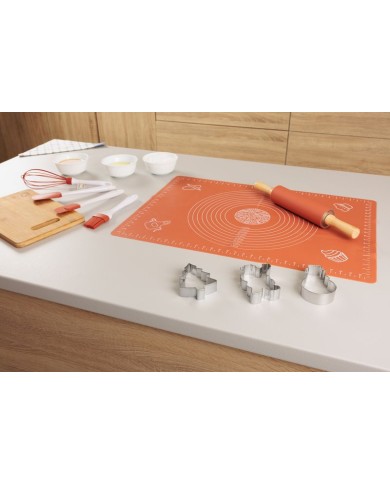 Sada na pečenie MagicHome, sada 5 ks, silikónová maslovačka, 2x stierka, valček, podložka
