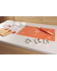 Sada na pečenie MagicHome, sada 5 ks, silikónová maslovačka, 2x stierka, valček, podložka