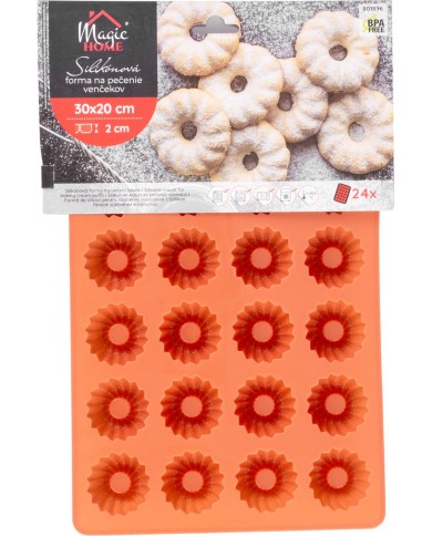 Forma MagicHome, na pečenie, silikónová, na 24 venčekov, 30x20x2 cm