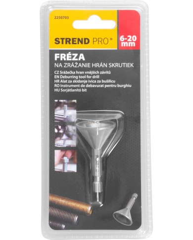 Fréza Strend Pro, 6-20 mm, 1/4", 25,5x50,4 mm, fazetová, na zrážanie hrán skrutiek, odhrotovač