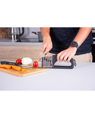 Ostrič MagicHome, na nožnice a kuchynské nože, brúska, 4v1, čierny