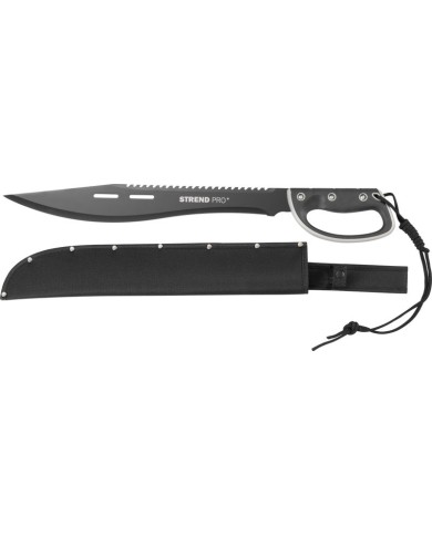 Mačeta Strend Pro Tactical, s puzdrom, s pílkou, s ochranou ruky, čierna, 61 cm