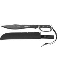 Mačeta Strend Pro Tactical, s puzdrom, s pílkou, s ochranou ruky, čierna, 61 cm