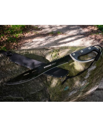 Mačeta Strend Pro Tactical, s puzdrom, s pílkou, s ochranou ruky, čierna, 61 cm