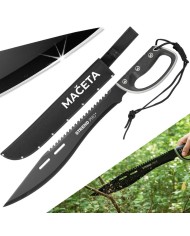 Mačeta Strend Pro Tactical, s puzdrom, s pílkou, s ochranou ruky, čierna, 61 cm