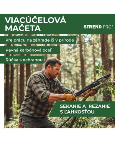 Mačeta Strend Pro Tactical, s puzdrom, s pílkou, s ochranou ruky, čierna, 61 cm