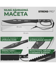 Mačeta Strend Pro Tactical, s puzdrom, s pílkou, s ochranou ruky, čierna, 61 cm