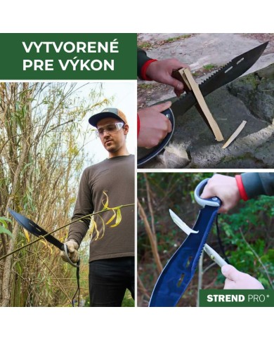 Mačeta Strend Pro Tactical, s puzdrom, s pílkou, s ochranou ruky, čierna, 61 cm