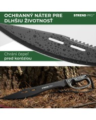 Mačeta Strend Pro Tactical, s puzdrom, s pílkou, s ochranou ruky, čierna, 61 cm